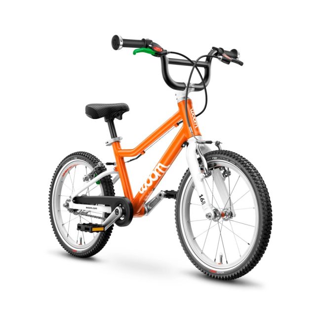 Woom - bicicleta copii 16&quot; Woom 3 AUTOMAGIC, varsta recomandata 4-6 ani (105-120cm) - 6 kg - portocaliu intens alb