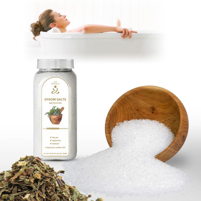 Zen Rituals - sare de baie Epsom cu uleiuri esentiale de Plante medicinale - 1000g