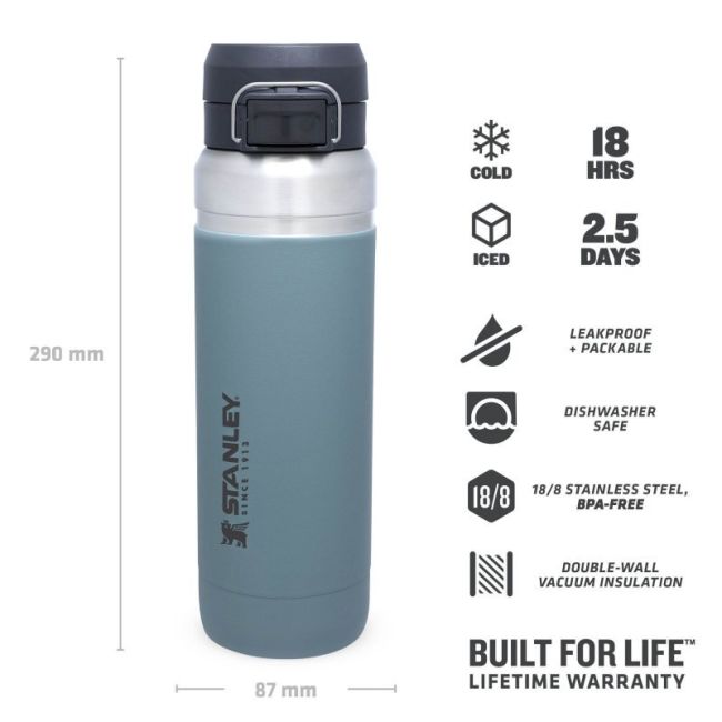 Stanley - termos tip bidon apa GO Quick Flip Water Bottle - gri albastru mineral - 1.06 Litri