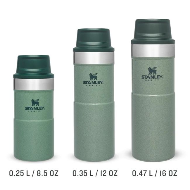 Stanley - termos tip cana cu buton Trigger Action Travel Mug - alb inchis intuneric - 470 ml