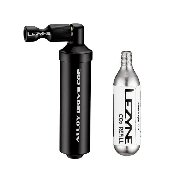 Lezyne - mini pompa CO2 bicicleta Alloy drive (cartus 16g CO2 inclus) - negru lucios