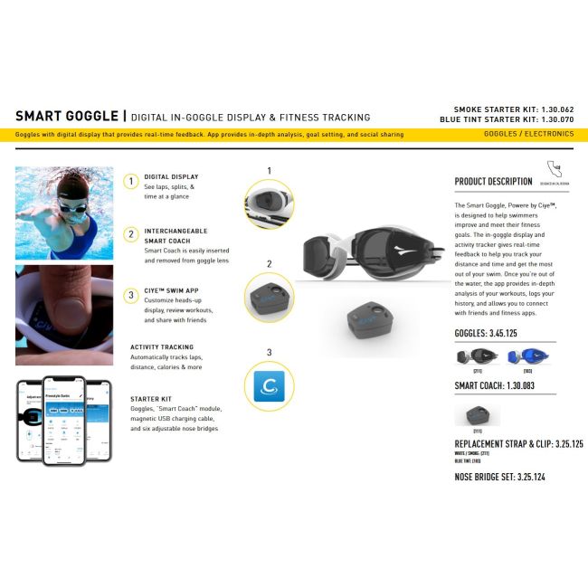 Finis - ochelari inot adulti Smart Google Kit - alb albastru