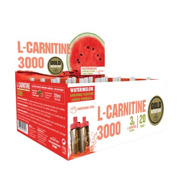 Gold nutrition - fiola L-Carnitine 3000 pentru ardere grasime - aroma pepene rosu - fiola 3g